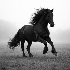 Majestic Black Horse Art Photo Print 8x10 Minimalist